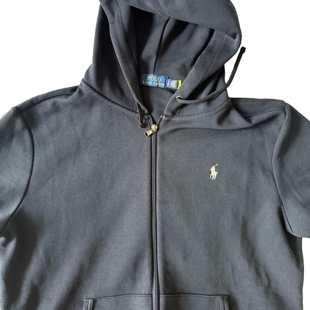 Polo Ralph Lauren Mens L double-knit full zip hoodie navy blue tech jacket pony - Picture 3 of 6